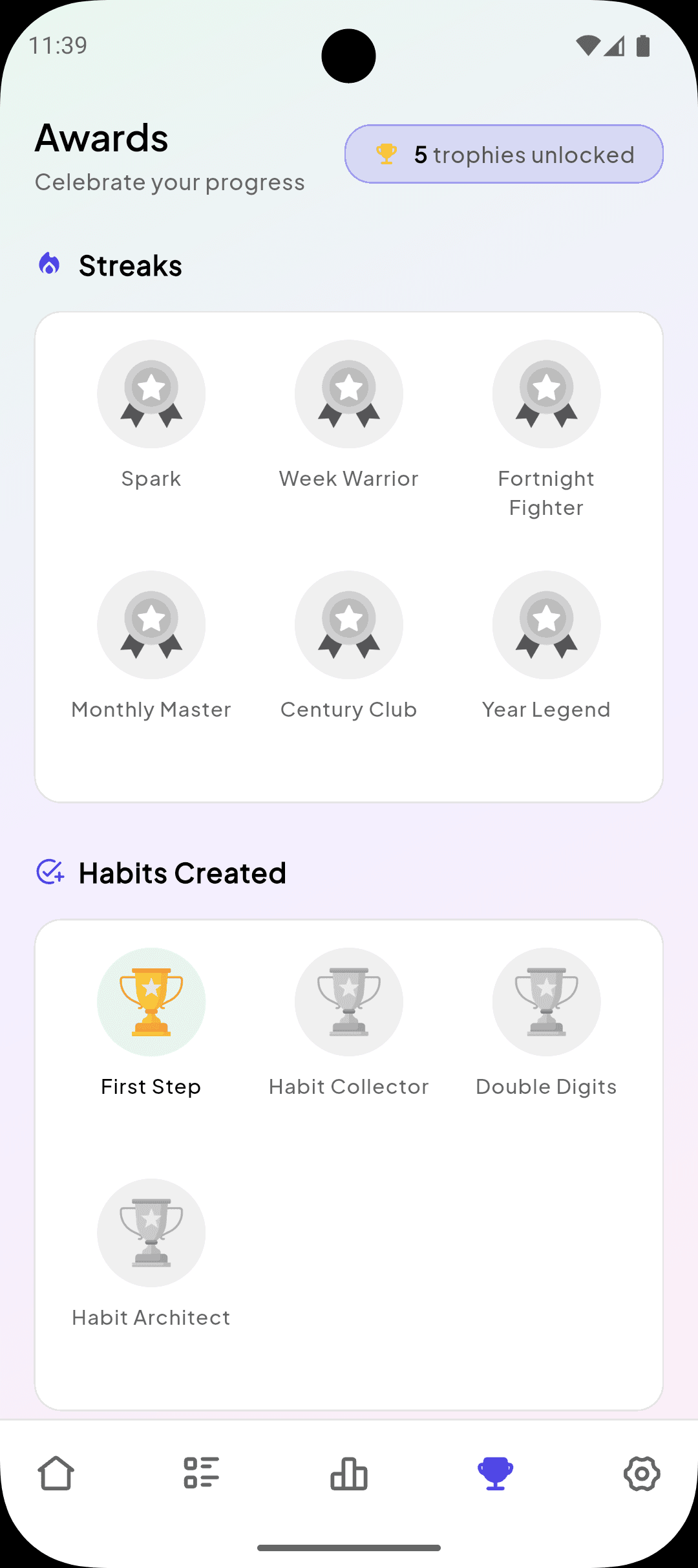 Day Marker Awards screen in light mode